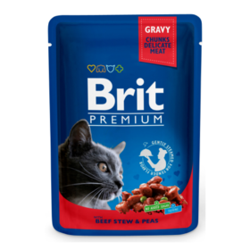 Brit Premium Cat Pouches with Beef Stew & Peas 100 g