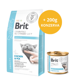 Brit GF Veterinary Diets Cat Obesity 2 kg + masová konzerva 200 g