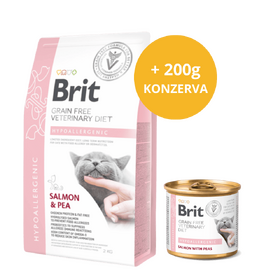 Brit GF Veterinary Diets Cat Hypoallergenic 2 kg + masová konzerva 200 g