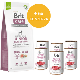 Brit Care Dog Sustainable Junior Large Breed 12 kg + 6 x  masová konzerva ZDARMA