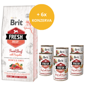 Brit Fresh Beef with Pumpkin Puppy Large Bones & Joints  12 kg + 6 x masová konzerva ZDARMA