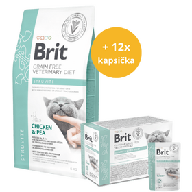 Brit GF Veterinary Diets Cat Struvite 5kg + 12x85 g masové kapsičky