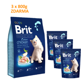 Brit Premium by Nature Cat Kitten Chicken 8 kg + 3 x 800g ZDARMA