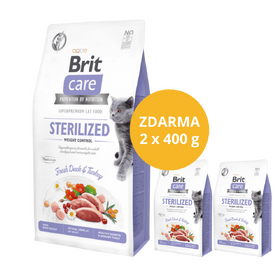 Brit Care Cat Grain-Free Sterilized Weight Control 7kg + 2 x 400 g