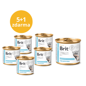 5+1 ZDARMA Brit GF Veterinary Diet Cat Cans Obesity 200 g