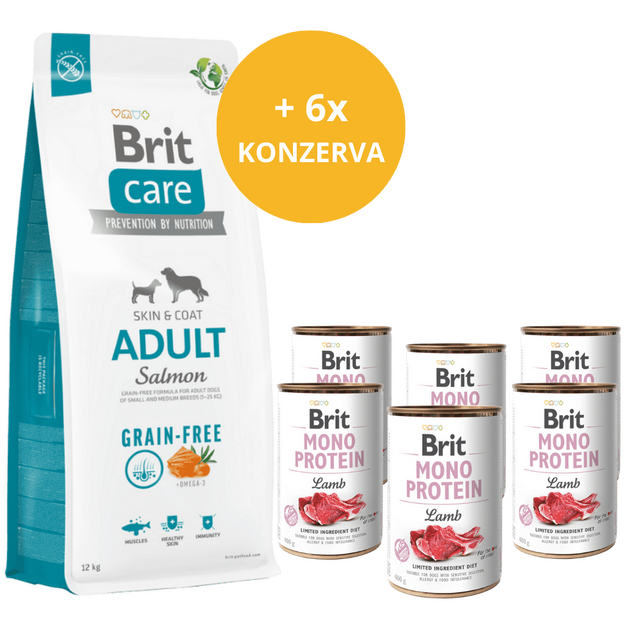 Brit Care Dog Grain-free Adult AKCE 12 kg  + 6 x konzerva ZDARMA