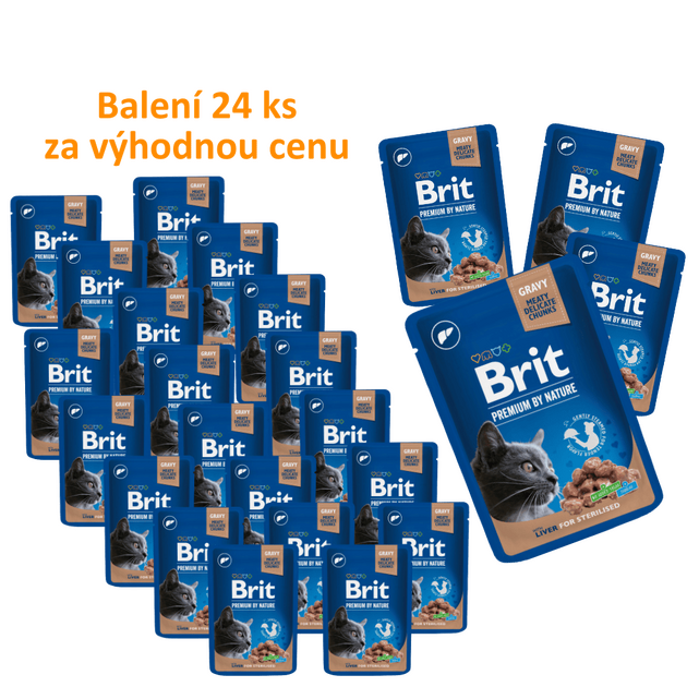 24 x Brit Premium Cat Pouches Liver for Sterilized 100 g ZA VÝHODNOU CENU - 1