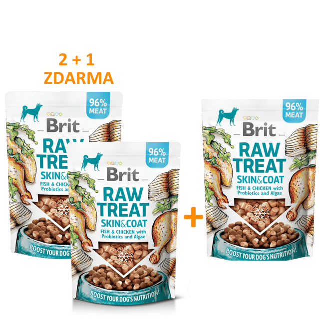 2+1 Brit RAW TREAT Skin & Coat. Freeze-dried treat and topper. Fish&Chicken 40 g - 1