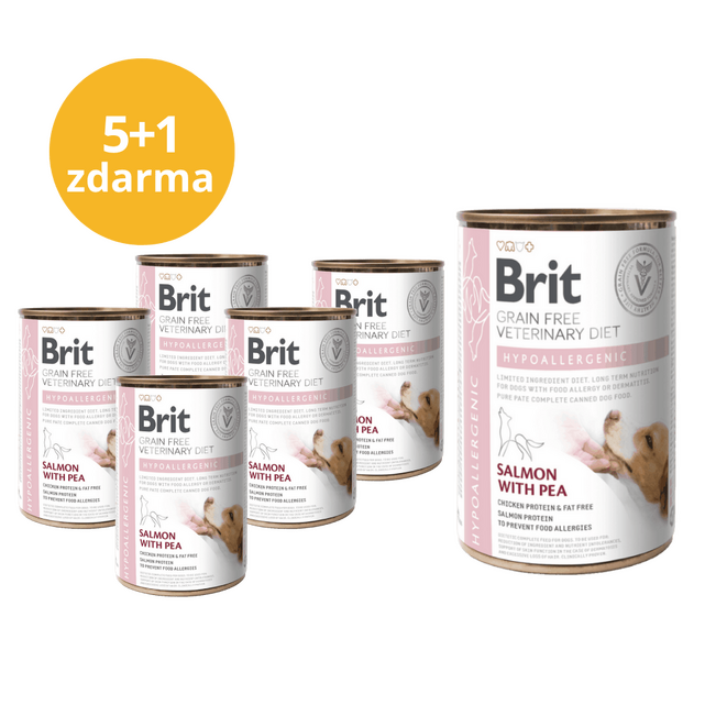 5+1 ZDARMA Brit GF Veterinary Diets Dog Can Hypoallergenic 400 g - 1