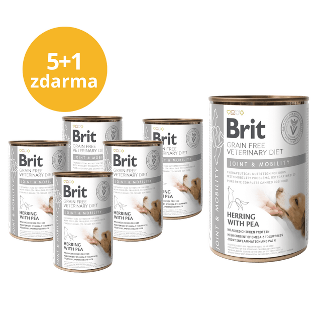 5+1 ZDARMA Brit GF Veterinary Diets Dog Can Joint & Mobility 400 g - 1