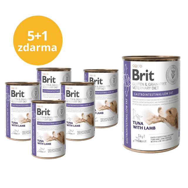 5+1 ZDARMA Brit Veterinary Diets Dog Gluten&Grain free Gastrointestinal-low fat 400 g - 1