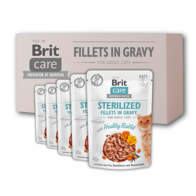 24 x Brit Care Cat Sterilized. Fillets in Gravy with Healthy Rabbit 85 g - 1