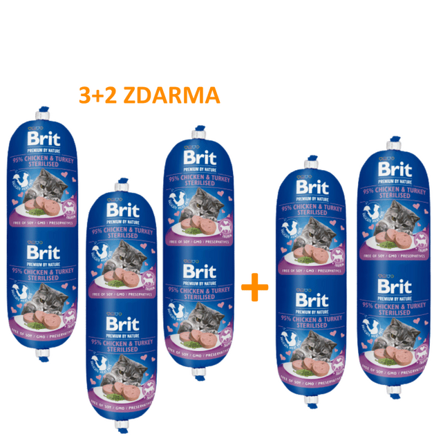 5 x Brit Premium by Nature Sausage CAT Chicken Turkey Sterilised 180 g - 1